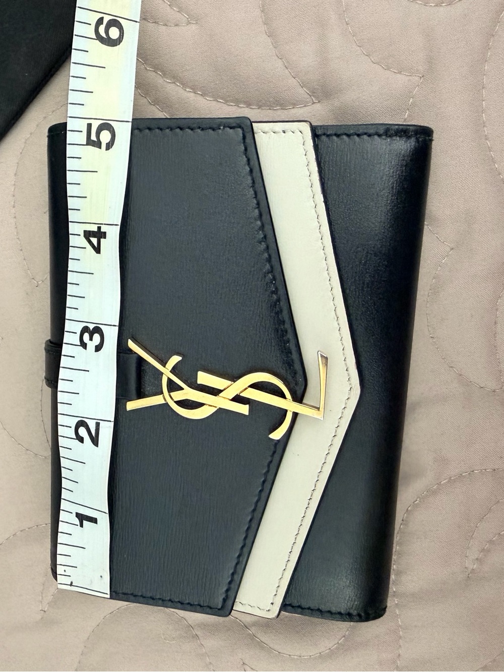 Rare YSL Sulpice multilayered Envelope Leather Wallet Black/Cream - Picture 9 of 12